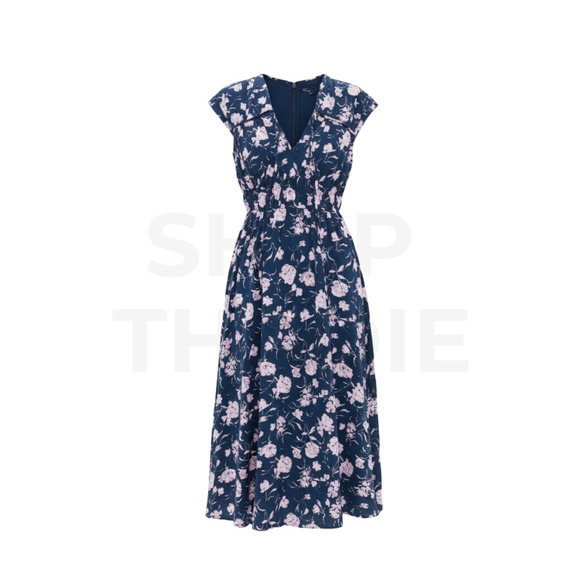 HYACINTH HOUSE Navy & Blush Abstract Floral Amanda Midi Dress Size XXL NWT - Picture 8 of 8